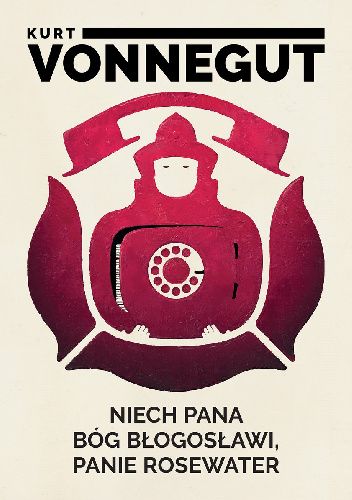 Niech Pana Bóg błogosławi, panie Rosewater Kurta Vonneguta - okładka książki, białe tło, czarne napisy, różowe ombre elementy